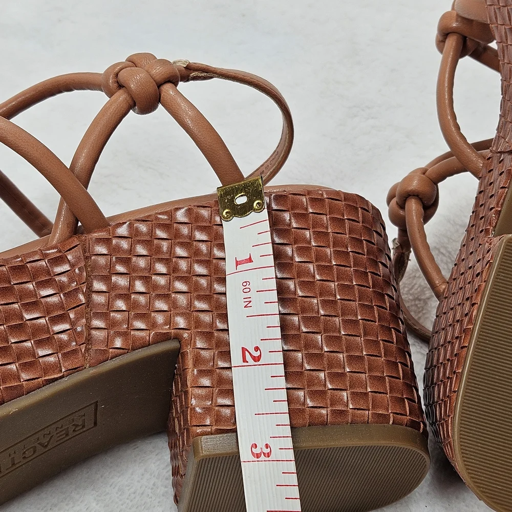 Kenneth Cole Essa Knots Platform Sandals Rust Woven Heel US 5 NIB